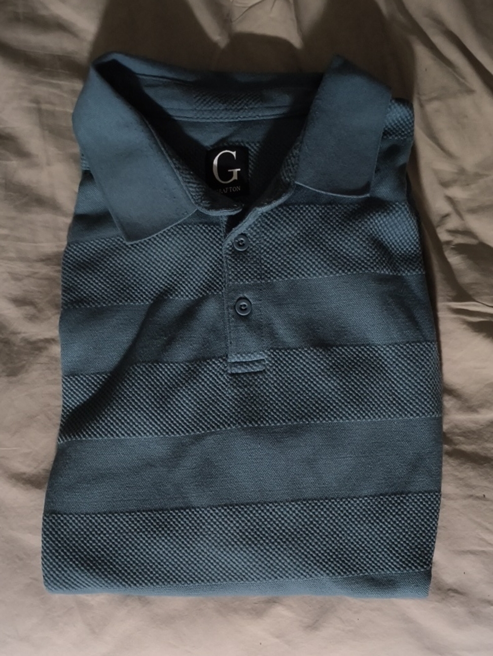 Grafton. Men's Teal Striped Knit Polo